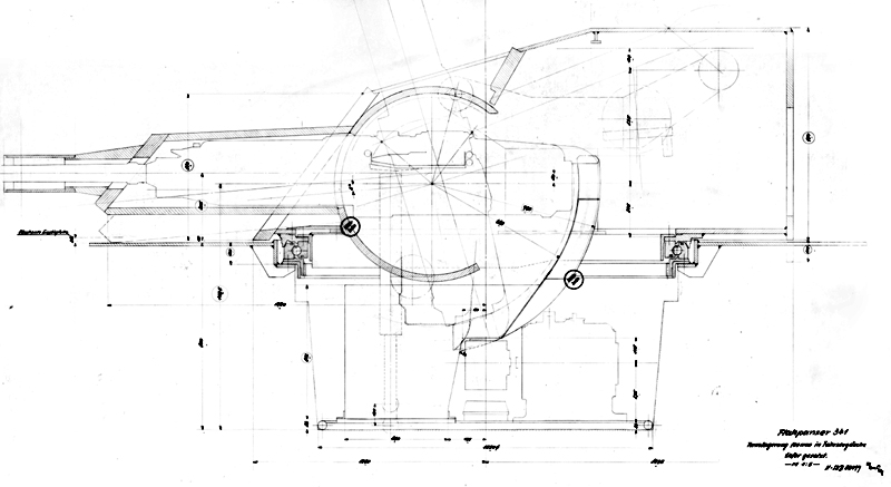 Drawing of the Flakpanzer 341 fighting turret