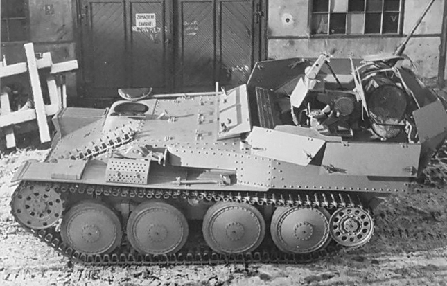Flakpanzer 38(t) with the fighting compartment walls folded down