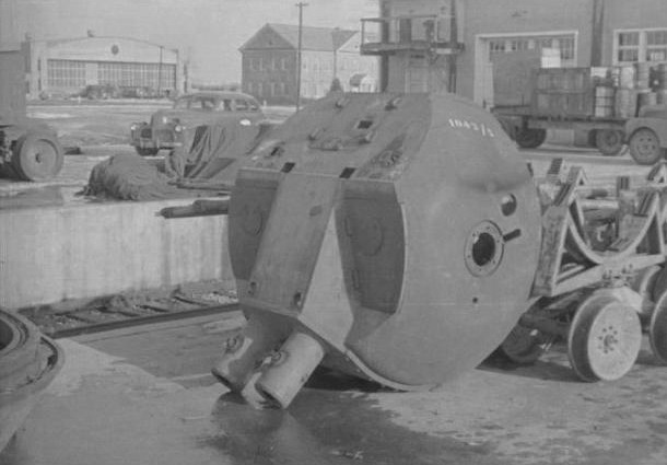 Kugelblitz turret found by the Allies in a factory yard