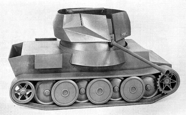 Scale model of the Leichter Versuchsflakwagen on the modified Luchs chassis